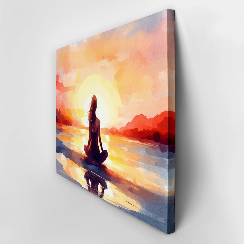 Πινακας σε καμβά YOGA AT SUNSET