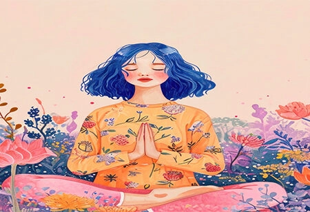 Πίνακας σε καμβά YOGA MEDITATING IN A FIELD - Αθληματα και Χομπυ Sticky 5