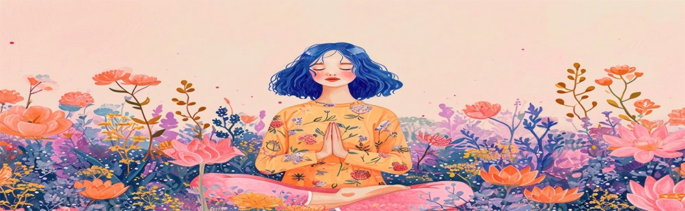 Πίνακας σε καμβά YOGA MEDITATING IN A FIELD