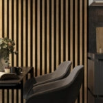 Διακοσμητικό panel τοίχου με 3D πηχακια F4 PIANO πλατος 12.2cm x υψος 2.90m NAT.OAK/BLACK
