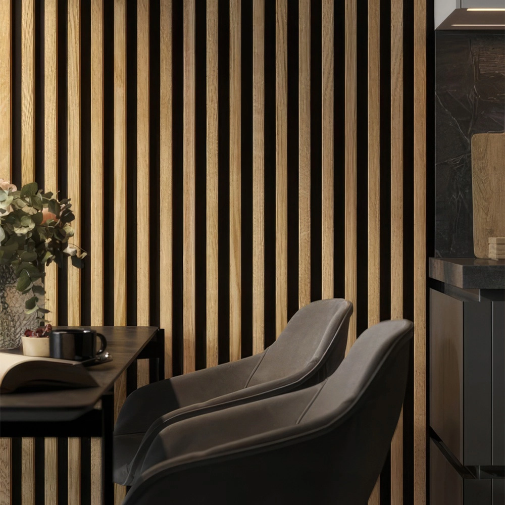 Διακοσμητικό panel τοίχου με 3D πηχακια F4 PIANO πλατος 12.2cm x υψος 2.90m NAT.OAK/BLACK