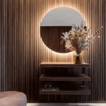 Διακοσμητικό panel τοίχου με 3D πηχακια 54 PIANO πλατος 12.2cm x υψος 2.90m WALNUT/DARK BROWN