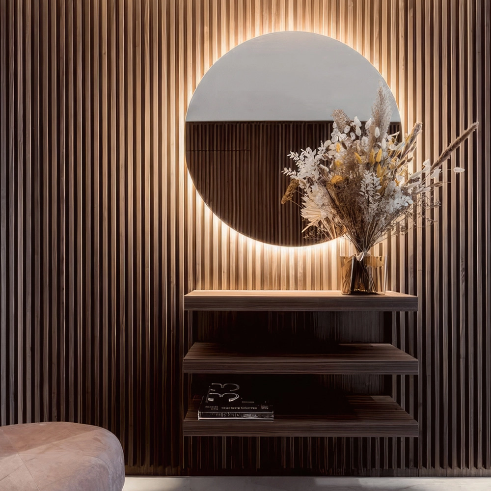 Διακοσμητικό panel τοίχου με 3D πηχακια 54 PIANO πλατος 12.2cm x υψος 2.90m WALNUT/DARK BROWN