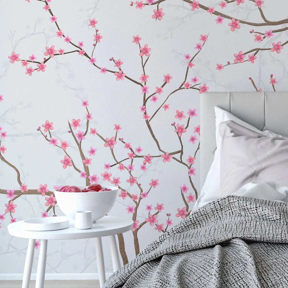 Αυτοκόλλητη Ταπετσαρία τοίχου CHERRY BLOSSOM WITH BIRDS