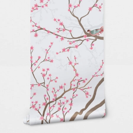 Αυτοκόλλητη Ταπετσαρία τοίχου CHERRY BLOSSOM WITH BIRDS - Floral - Λουλουδια Sticky 2