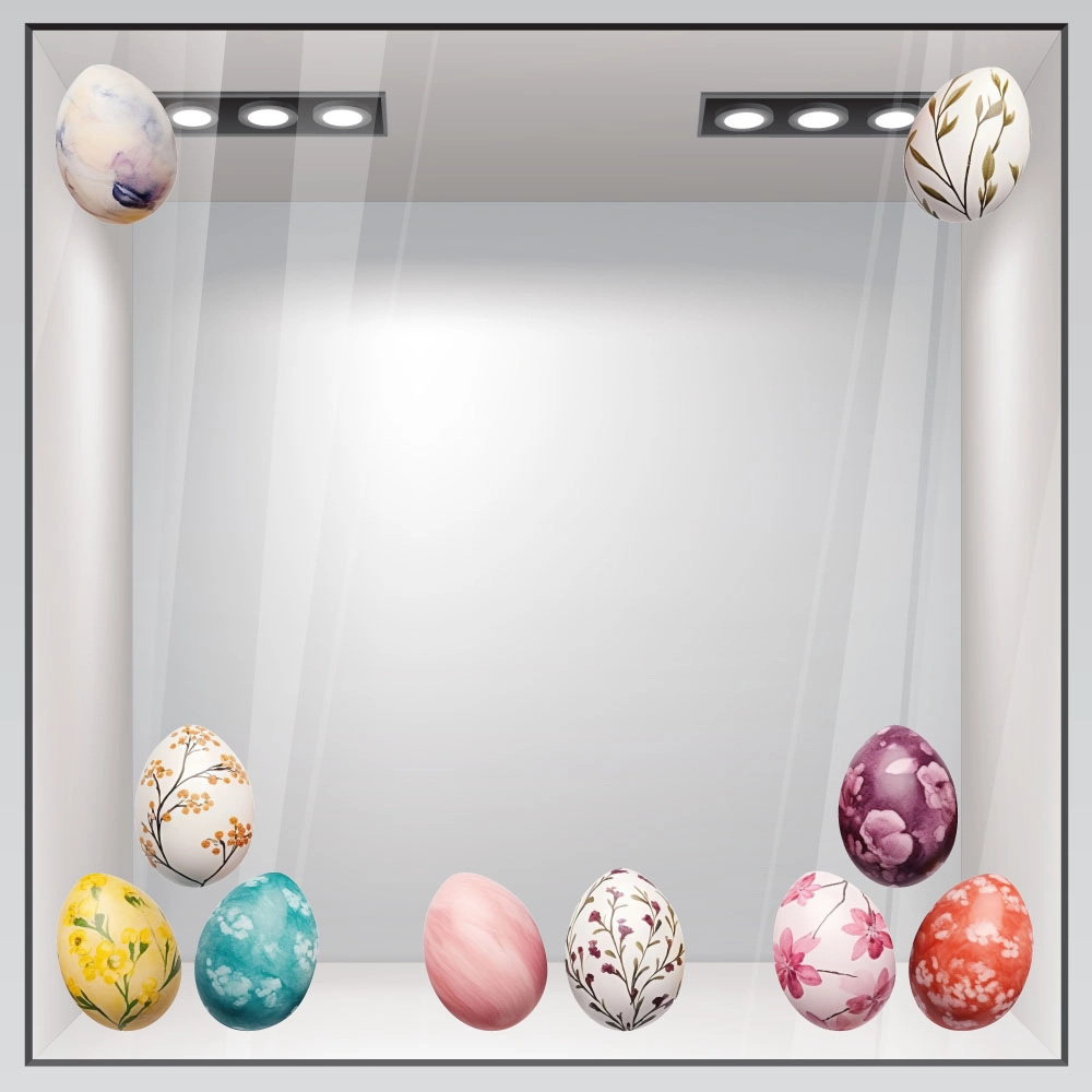 Αυτοκόλλητο Βιτρίνας COLORFUL EASTER EGGS