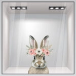 Αυτοκόλλητο Βιτρίνας FLORAL EASTER BUNNY - Πασχαλινή βιτρίνα