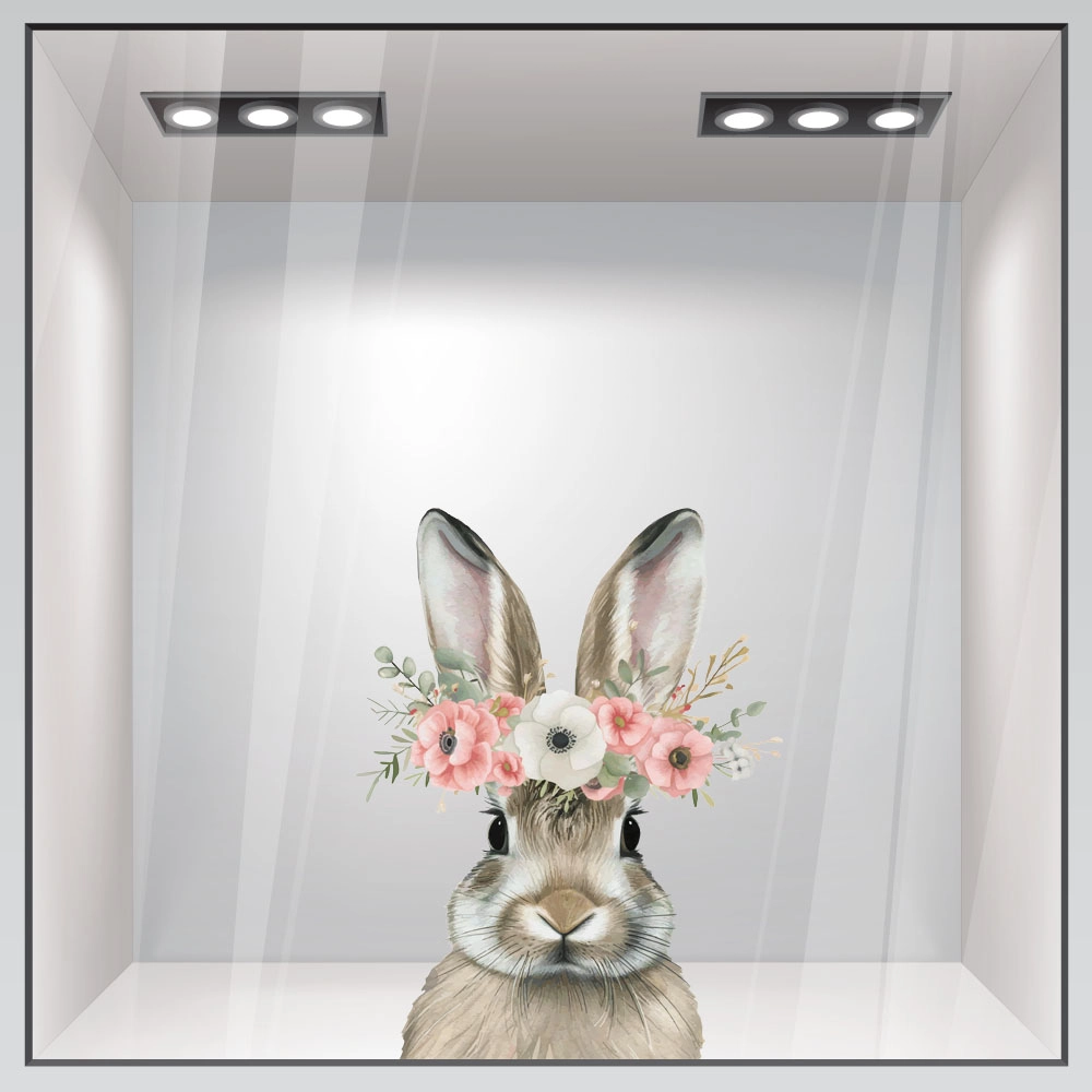 Αυτοκόλλητο Βιτρίνας FLORAL EASTER BUNNY