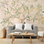Αυτοκόλλητη Ταπετσαρία τοίχου FLOWERING TREE WITH CRANES