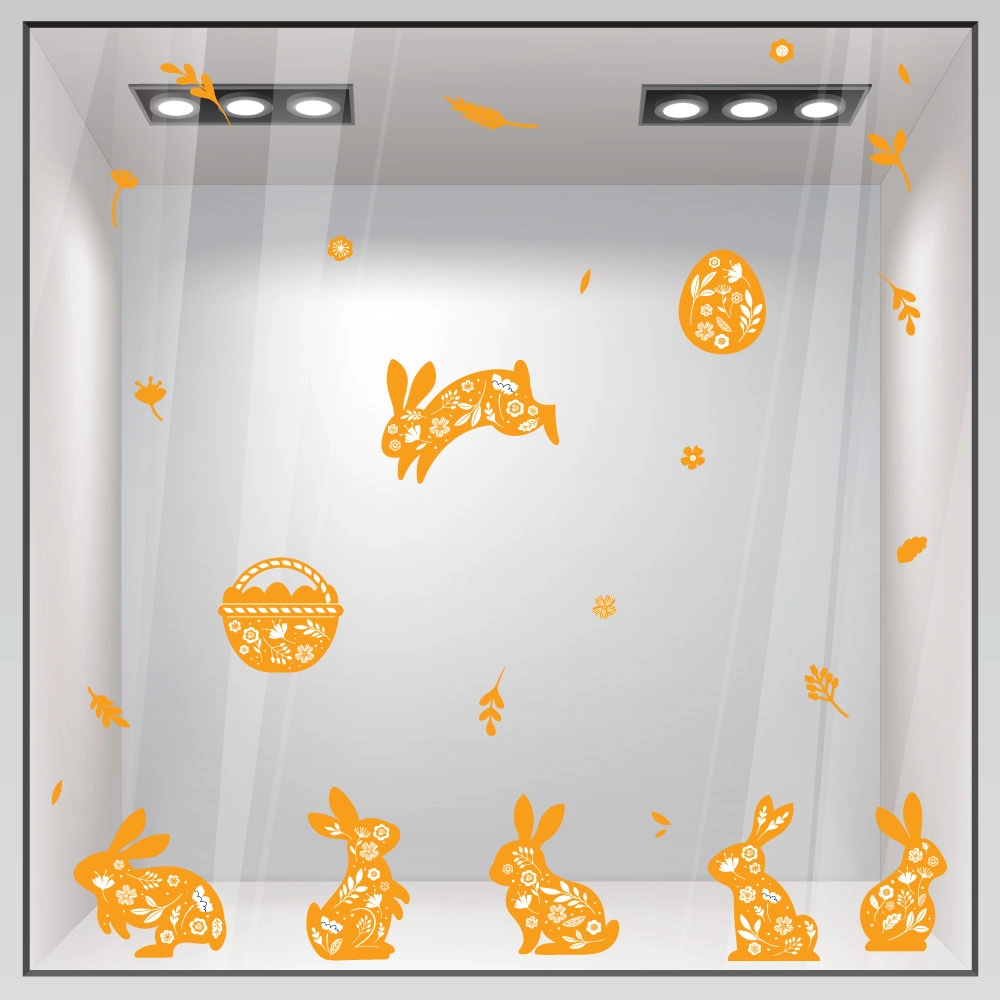 Αυτοκόλλητο Βιτρίνας HAPPY EASTER BUNNIES