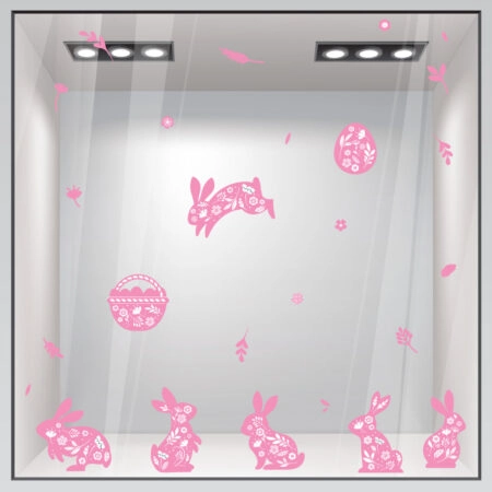 Αυτοκόλλητο Βιτρίνας HAPPY EASTER BUNNIES -  Sticky 3