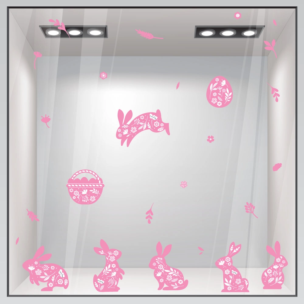 Αυτοκόλλητο Βιτρίνας HAPPY EASTER BUNNIES