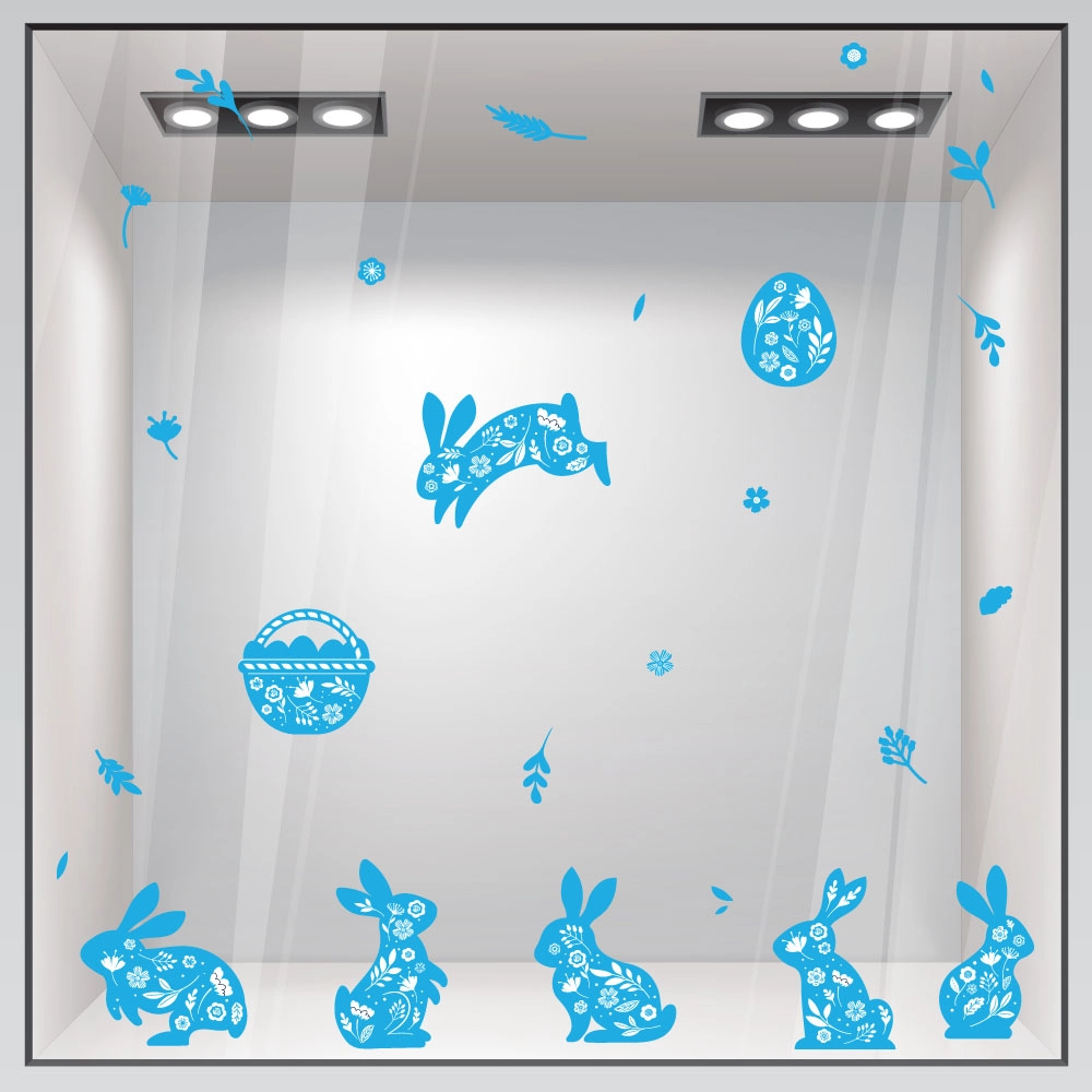 Αυτοκόλλητο Βιτρίνας HAPPY EASTER BUNNIES