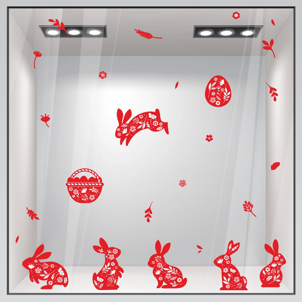 Αυτοκόλλητο Βιτρίνας HAPPY EASTER BUNNIES