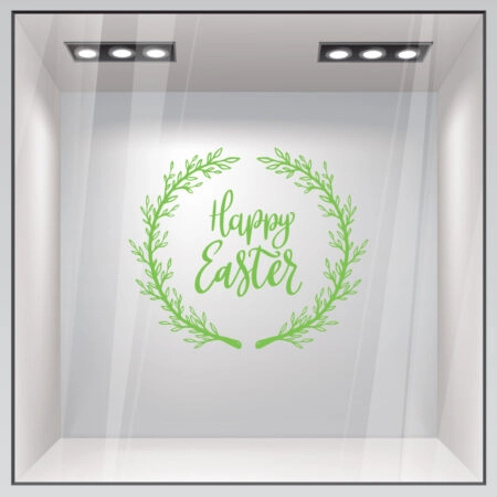 Αυτοκόλλητο Βιτρίνας HAPPY EASTER WREATH - Πασχαλινή βιτρίνα Sticky 9