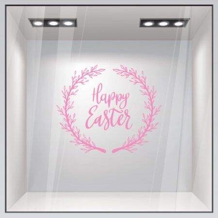 Αυτοκόλλητο Βιτρίνας HAPPY EASTER WREATH - Πασχαλινή βιτρίνα Sticky 5