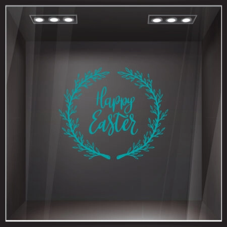 Αυτοκόλλητο Βιτρίνας HAPPY EASTER WREATH - Πασχαλινή βιτρίνα Sticky 7