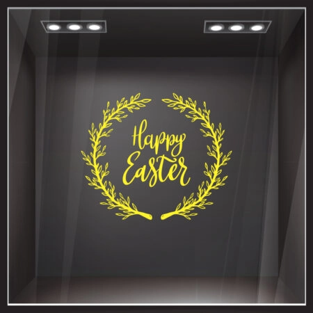 Αυτοκόλλητο Βιτρίνας HAPPY EASTER WREATH - Πασχαλινή βιτρίνα Sticky 11