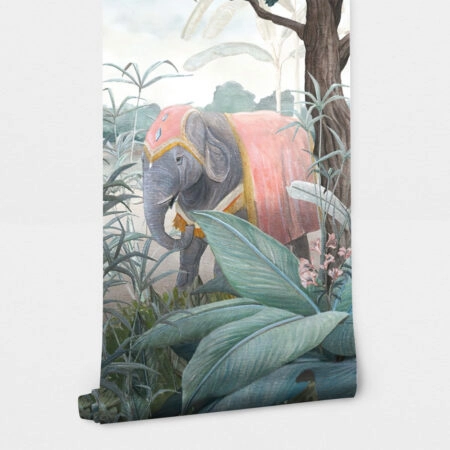 Αυτοκόλλητη Ταπετσαρία τοίχου LANDSCAPE WITH TREES AND ELEPHANT - Tropical Sticky 2