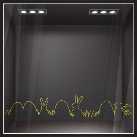 Αυτοκόλλητο Βιτρίνας ONE LINE EASTER EGGS AND RABBITS - Πασχαλινή βιτρίνα Sticky 5