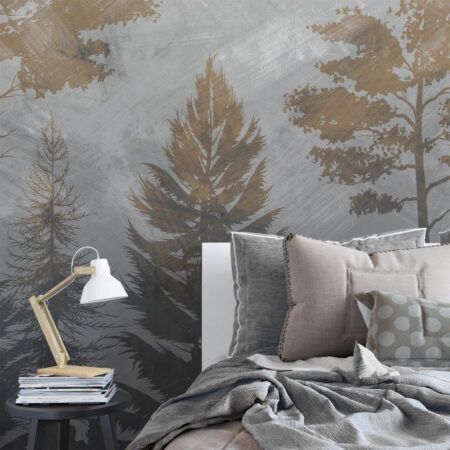 Αυτοκόλλητη Ταπετσαρία τοίχου TREE SILHOUETTES OIL PAINTING - Τοπία Sticky 1