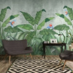 Αυτοκόλλητη Ταπετσαρία τοίχου TROPICAL JUNGLE WITH PARROTS