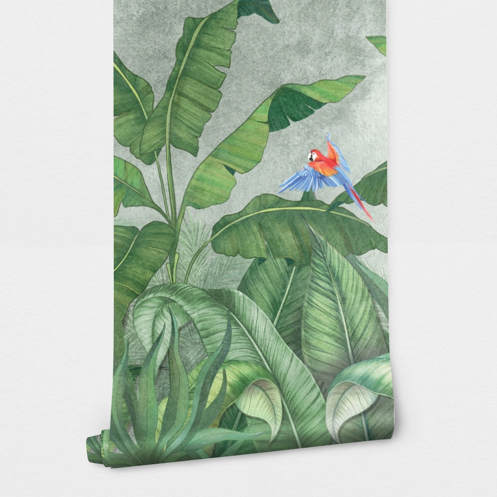 Αυτοκόλλητη Ταπετσαρία τοίχου TROPICAL JUNGLE WITH PARROTS