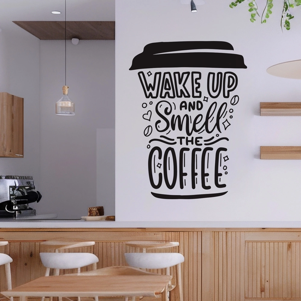 Aυτοκόλλητο Τοίχου WAKE UP AND SMELL THE COFFEE