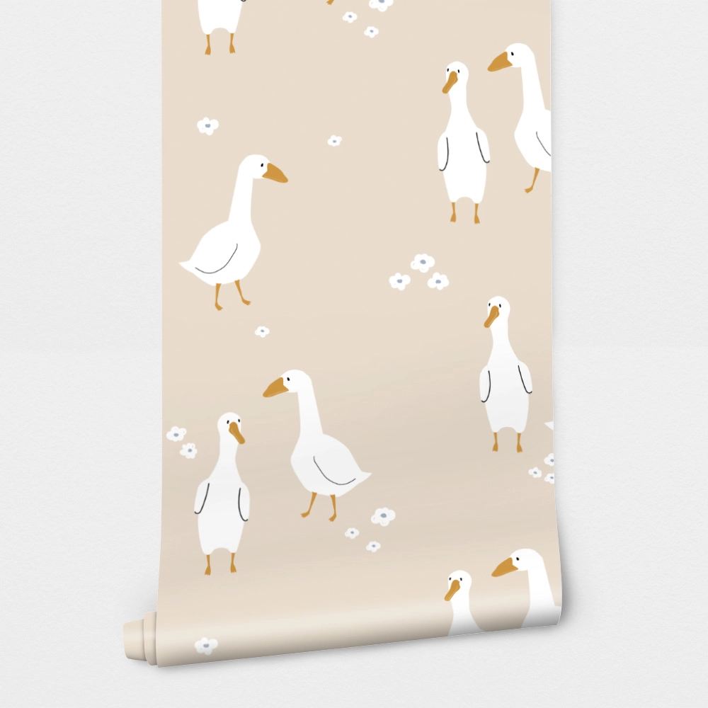 Αυτοκόλλητη Ταπετσαρία τοίχου CUTE WHITE GOOSES