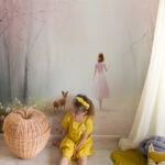 Αυτοκόλλητη Ταπετσαρία τοίχου GIRL AND DOG IN FOREST