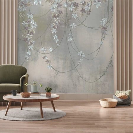 Αυτοκόλλητη Ταπετσαρία τοίχου HANGING LEAVES AND FLOWERS