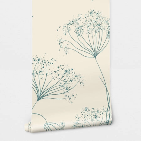 Αυτοκόλλητη Ταπετσαρία τοίχου GREEN HAND DRAWN FLOWERS - Floral - Λουλουδια Sticky 2