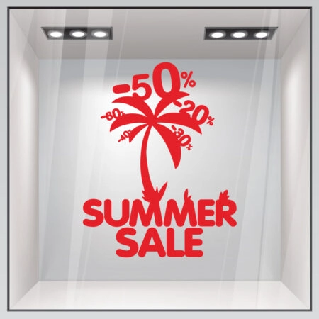 Αυτοκoλλητο Eκπτωσεων PALM SALES - Καλοκαιρινή βιτρίνα Sticky 2