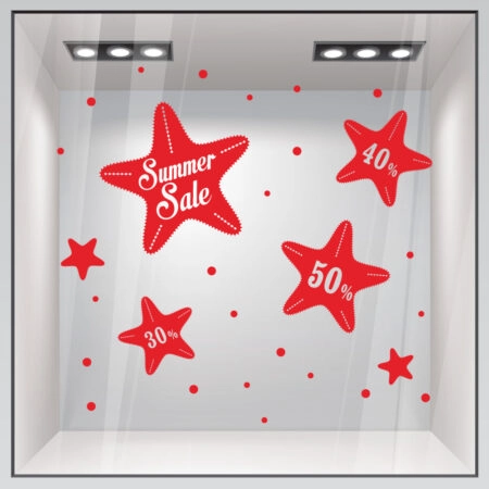 Αυτοκoλλητο Eκπτωσεων SALE STARFISH - Καλοκαιρινή βιτρίνα Sticky 2