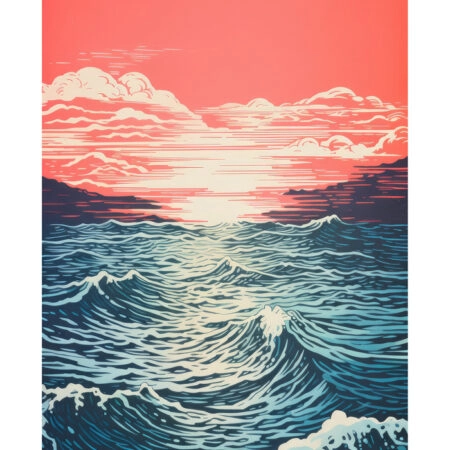 Πόστερ RED SKY BLUE WAVES - Τοπια - Φυση Sticky 2