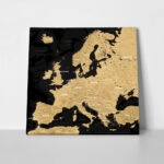 Πίνακας Τετράγωνος BLACK AND GOLD EUROPE MAP