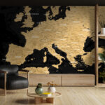 Αυτοκόλλητη Ταπετσαρία τοίχου BLACK AND GOLD EUROPE MAP
