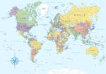 Πινακας σε καμβά BLUE POLITICAL WORLD MAP