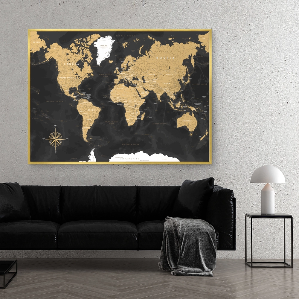Πινακας σε καμβά DARK WORLD MAP