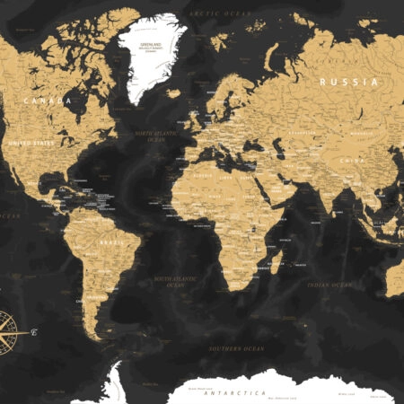 Πινακας σε καμβά DARK WORLD MAP - Χαρτες Sticky 4