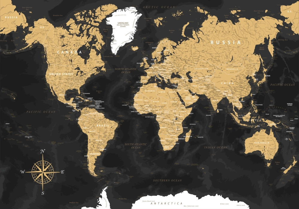 Πινακας σε καμβά DARK WORLD MAP