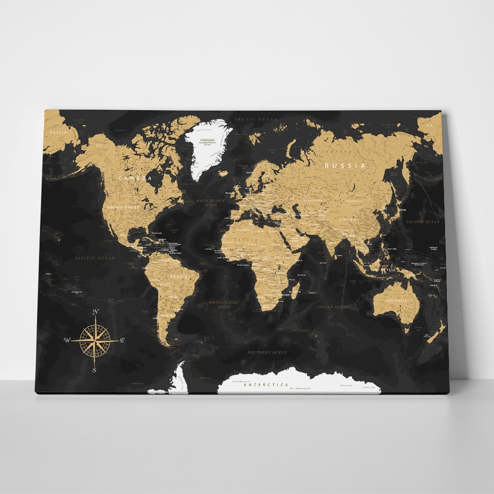 Πινακας σε καμβά DARK WORLD MAP
