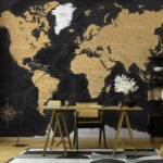Αυτοκόλλητη Ταπετσαρία τοίχου DARK WORLD MAP