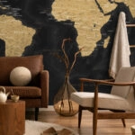 Αυτοκόλλητη Ταπετσαρία τοίχου DARK WORLD MAP