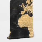 Αυτοκόλλητη Ταπετσαρία τοίχου DARK WORLD MAP