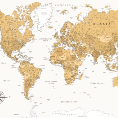 Πινακας σε καμβά EARTHTONE WORLD MAP - Χαρτες Sticky 5