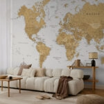 Αυτοκόλλητη Ταπετσαρία τοίχου EARTHTONE WORLD MAP