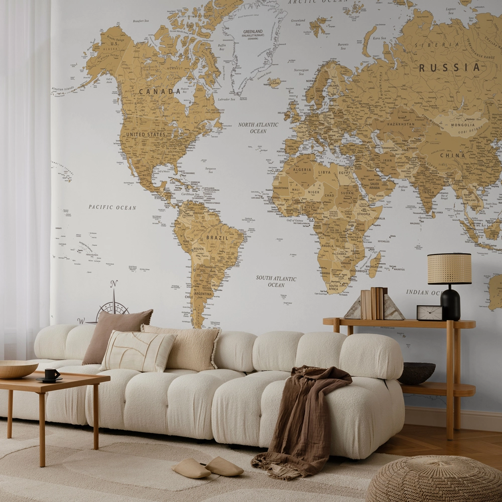 Αυτοκόλλητη Ταπετσαρία τοίχου EARTHTONE WORLD MAP