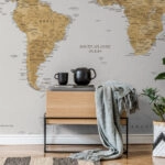 Αυτοκόλλητη Ταπετσαρία τοίχου EARTHTONE WORLD MAP
