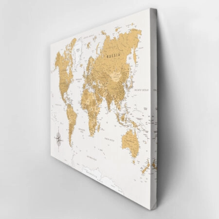 Πινακας σε καμβά EARTHTONE WORLD MAP - Χαρτες Sticky 3